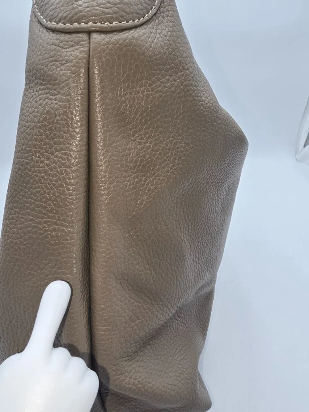 Dooney & Bourke Taupe Pebbled Leather Hobo Shoulder Bag